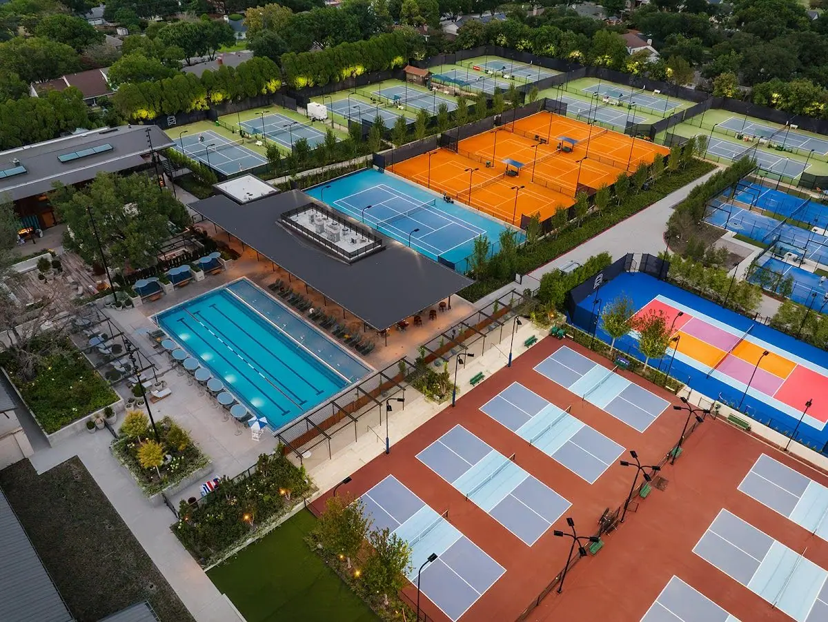 Banner House at T Bar M indoor and outdoor padel courts in Dallas, Texas